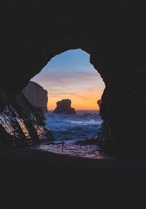 Hd Wallpaper Body Of Water Near Cave Cliff Ocean Sky Rock Sea