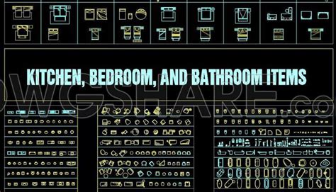 kitchen bedroom  bathroom blocks  cad blocks
