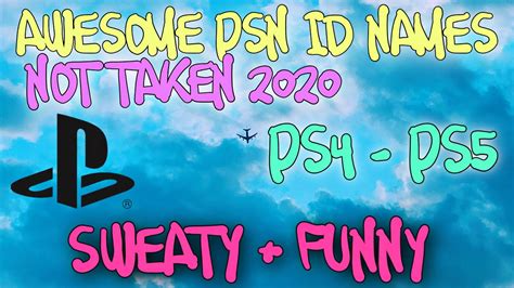 Awesome Tryhard PSN ID NAMES NOT TAKEN 2020 PS4 PS5 YouTube