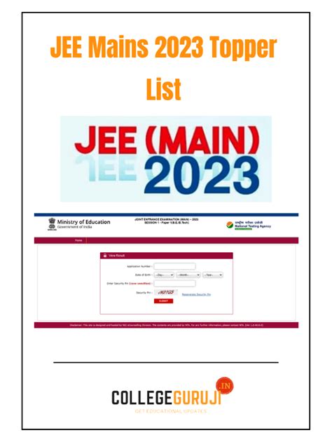 Jee Mains Result 2023 Toppers Names