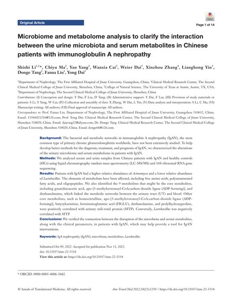 PDF Microbiome And Metabolome Analysis To Clarify The Interaction