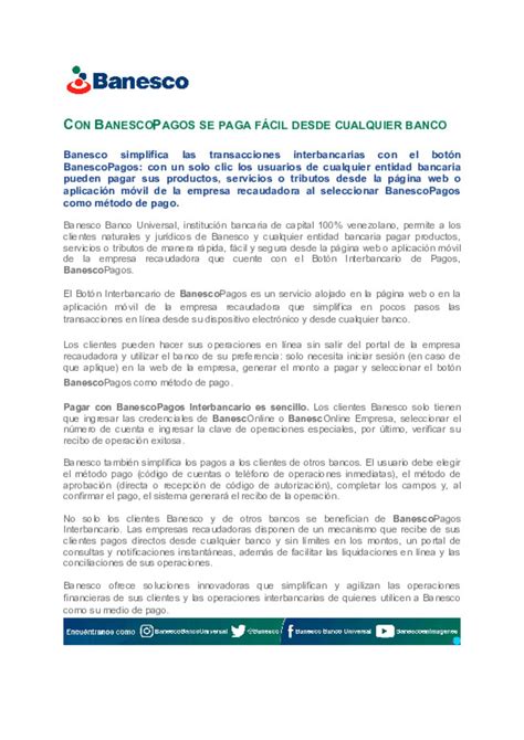 Con Banescopagos Se Paga F Cil Desde Cualquier Banco