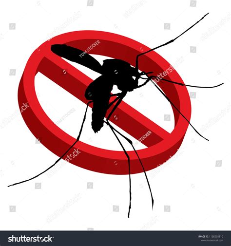 Signaling Mosquitoes Mosquito Warning Prohibited Sign Stock Vector