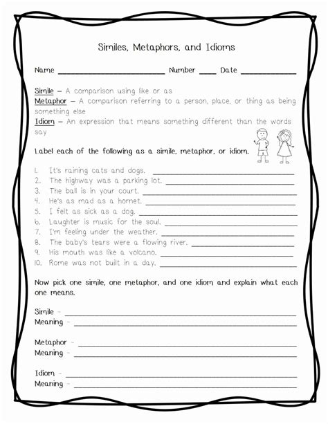 Similes And Metaphors Worksheet