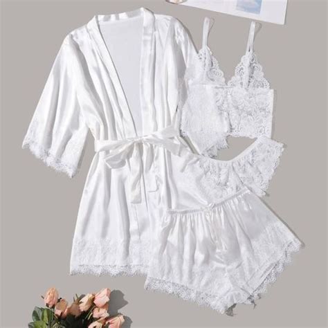 ROBE DE CHAMBRE Lingerie Sexy Grande Taille Pour Femmes Robe En Soie Peignoir En Satin Pyjama