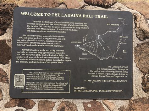 Plaque At The Western End Of Lahaina Pali Trail Near Ukumehame Beach