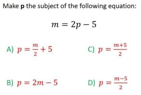 Change subject of formula and linear equations Gymnázium