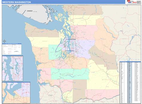 Washington Western Wall Map Color Cast Style By Marketmaps Mapsales