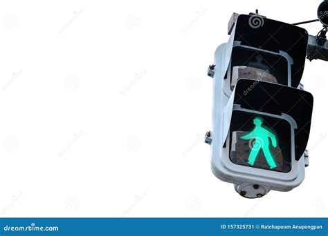 Traffic Light, Green Walk Sign. Isolated on White Background Stock ...