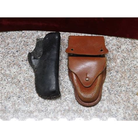 Brown Leather Bullet Holster Pouch And Black Leather Gun Holster