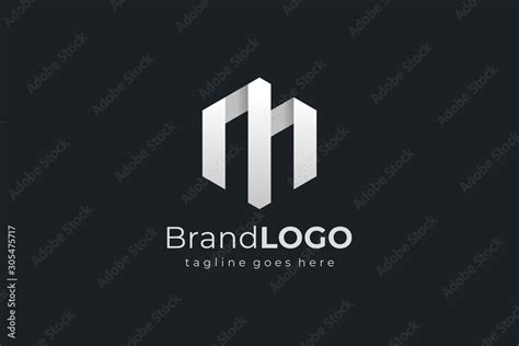 Hexagon Letter M Construction Architecture Building Logo Flat Vector