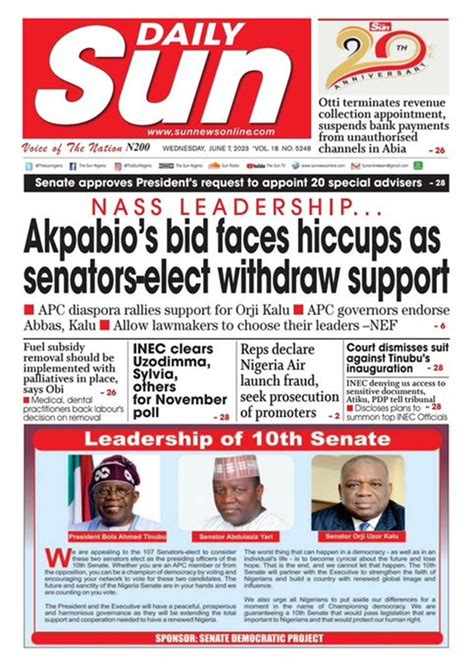 Standard Nigeria🌍🌎🗞️🗞️ On Twitter Wednesday June 07 2023 Nigeria