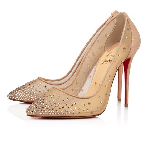 Follies Strass 100 Mm Pumps Mesh Suede Calf And Strass Light Silk Women Christian