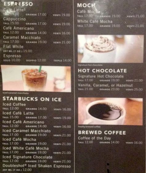 starbucks hot drinks menu