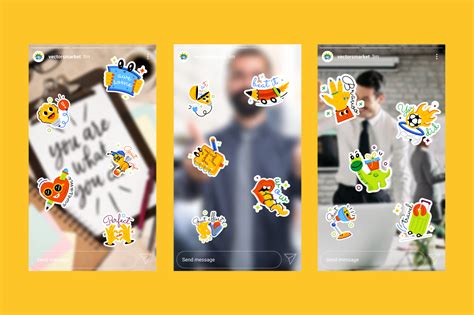 Animated Great Job Stickers on Yellow Images Creative Store - 134036