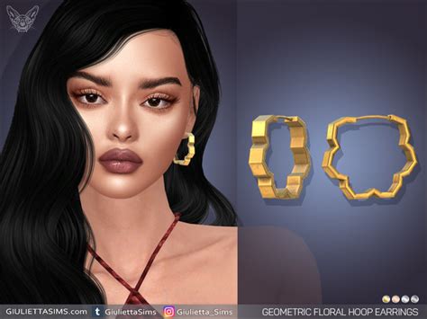 The Sims Resource Geometric Floral Hoop Earrings