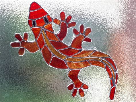 Stained Glass Gecko Lizard Suncatcher Suncatcher Reptile Sun Etsy