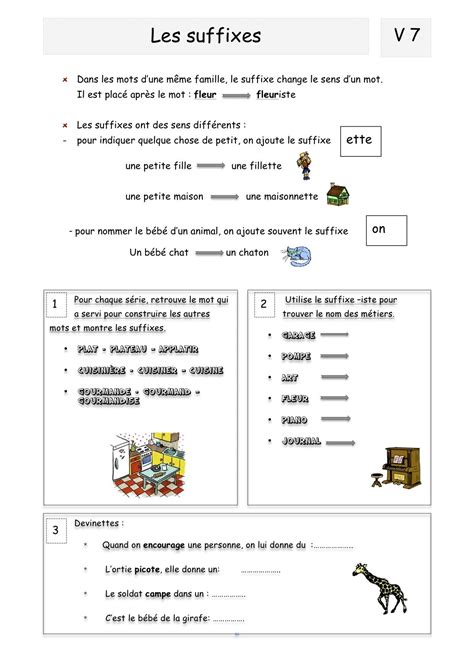 Les suffixes Vocabulaire Apprendre le français Préfixe suffixe