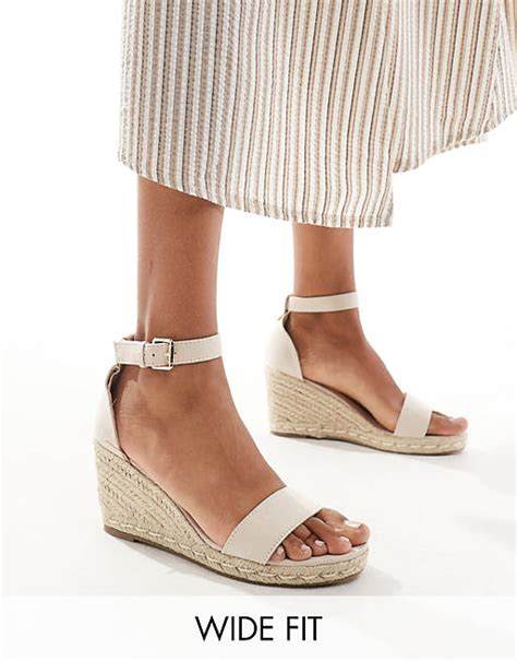 Truffle Collection Wide Fit Jute Wedge Heeled Espadrille In Beige Asos