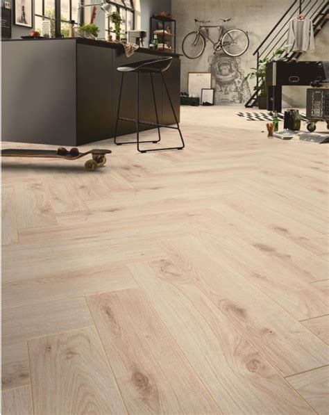 Bonetto Chalk Oak Herringbone Laminate 8mm UDDO Designer Flooring