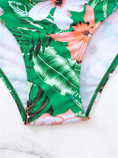 Ba Ador Bikini Con Estampado Tropical Push Up De Talle Alto Moda De