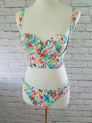 Raisins S M L Beachy Bustier Bikini Set Swimsuit Wear Printed Padded