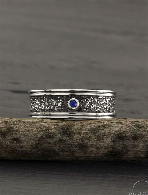 Men's Sapphire Wedding Band in Sterling Silver Sapphire - Etsy | Mens ...