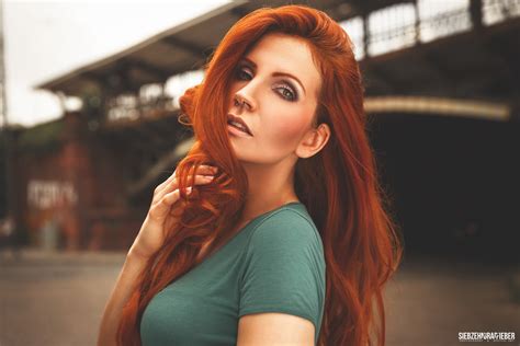 Women Redhead Green Eyes Pierced Nose Smoky Eyes Portrait Face Hair In