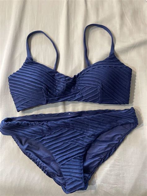 Seafolly Navy Blue Bikini Set Women S Fashion Swimwear Bikinis Swimsuits On Carousell