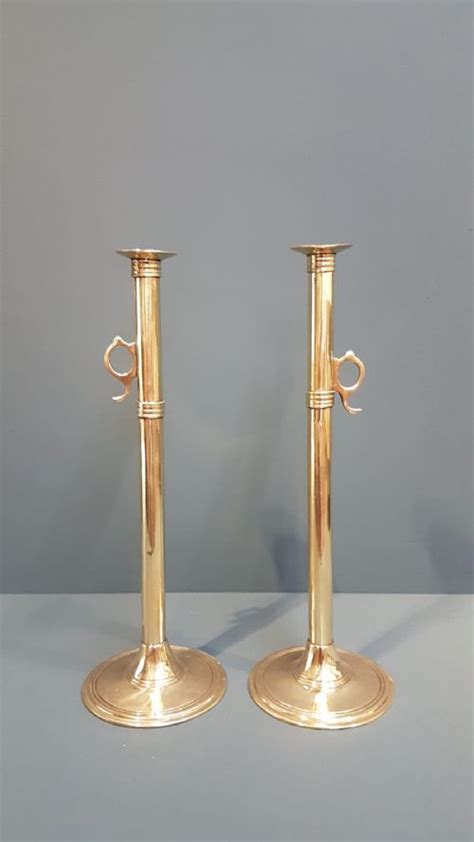 Pair Of Tall George Iii Brass Candlesticks Sellingantiques