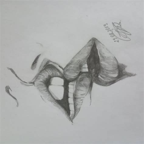 Pencil Drawing of Woman's Lips