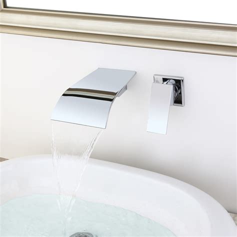 Milly Contemporary Chrome Finished Wall Mounted Waterfall Single Handle ...