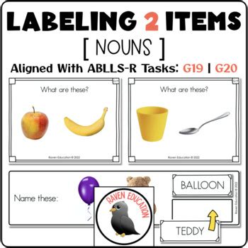 Labeling 2 Items Nouns Aligned With ABLLS R G19 G20 By Raven Education