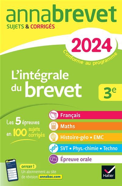 Annales du brevet Annabrevet 2024 L intégrale du Brevet 3e tout en un