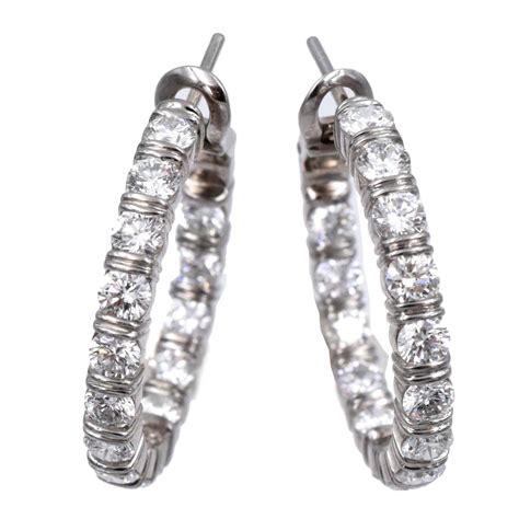 Harry Winston Diamond Platinum Hoop Earrings At 1stdibs