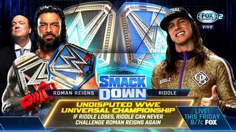 Roman Reigns Vs Riddle Campeonato Indiscutible Universal WWE