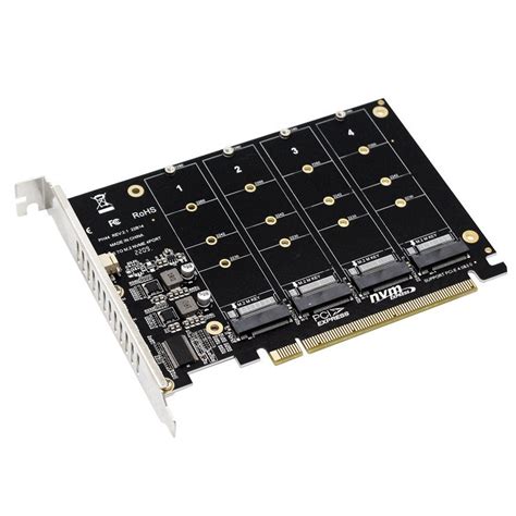 Quad M Nvme Ssd To Pcie X Adapter Soft Raid Array Card With Led