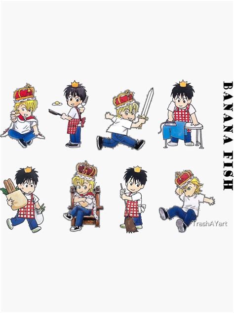 Banana Fish Chibi Sticker Set Sticker For Sale By TrashAYart Redbubble