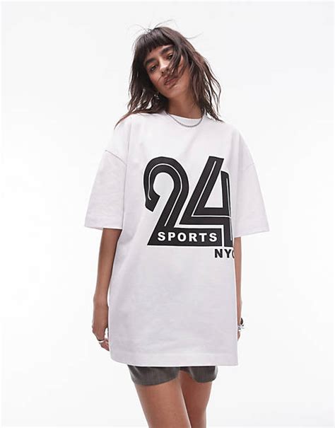 Topshop graphic 24 Sports NYC tee in white | ASOS