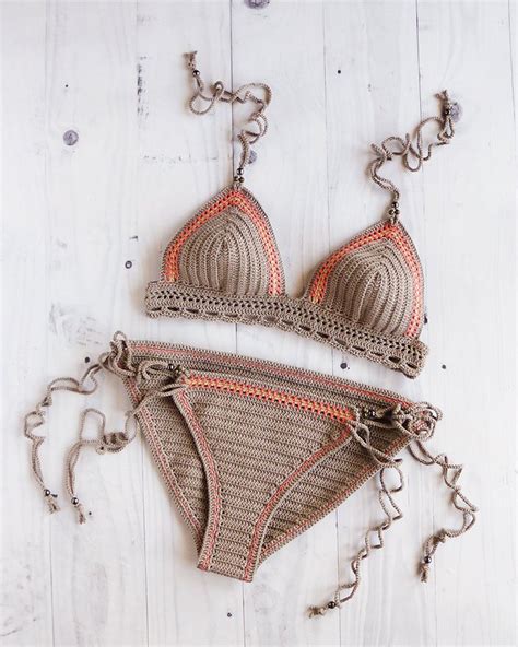 Gehaakt Badpak Met Kralen Gehaakte Bikini Set Boho Bikini Etsy Nederland