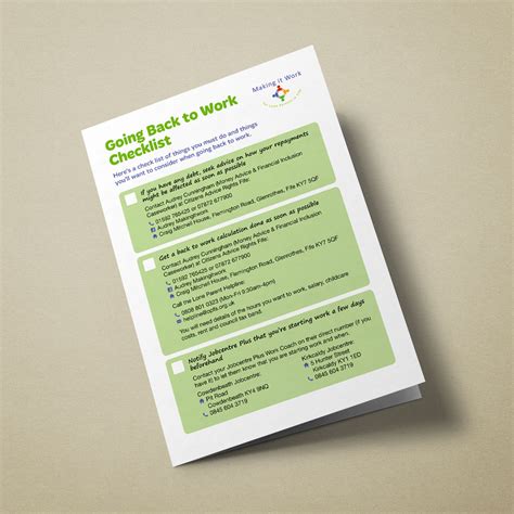 A5 “Going Back to Work Checklist” publication (OPFS) – Original Cinn