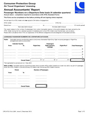 Fillable Online Caa Co Annual Accountants Report Civil Aviation