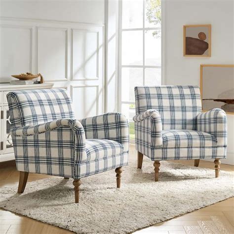 Jayden Creation Mandan Navy Contemporary And Classic Upholstered Plaid