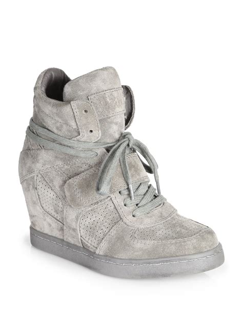 Ash Cool Suede Wedge Sneakers In Slate Gray Lyst