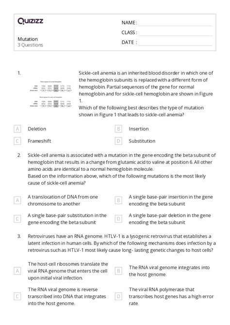 50 Genetic Mutation Worksheets On Quizizz Free And Printable