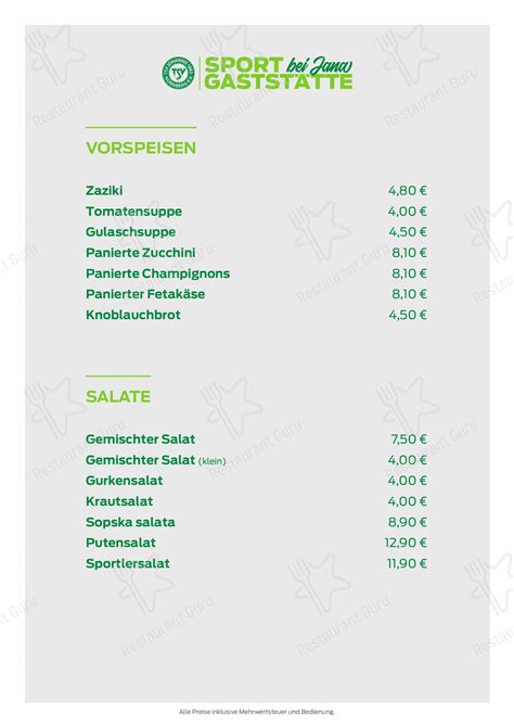 Speisekarte von TAVERNA OUZAKI Sportgaststätte TSV Johannis 1883 e V