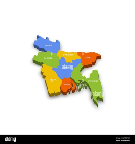 Bangladesh Political Map Of Administrative Divisions Divisions