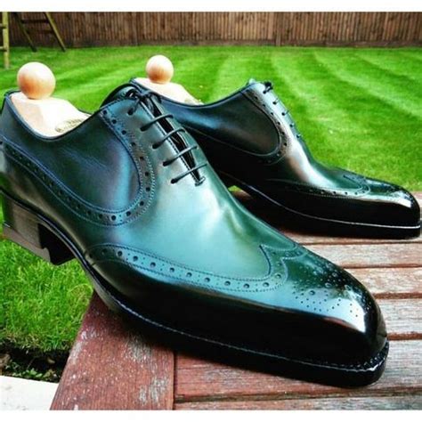 Handmade Black Brogue Dress Shoes for Men, Men Brogue dress shoes with ...