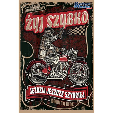 Zasady Motocyklisty Retro Tablica Motocyklowa Szyld Metalowy