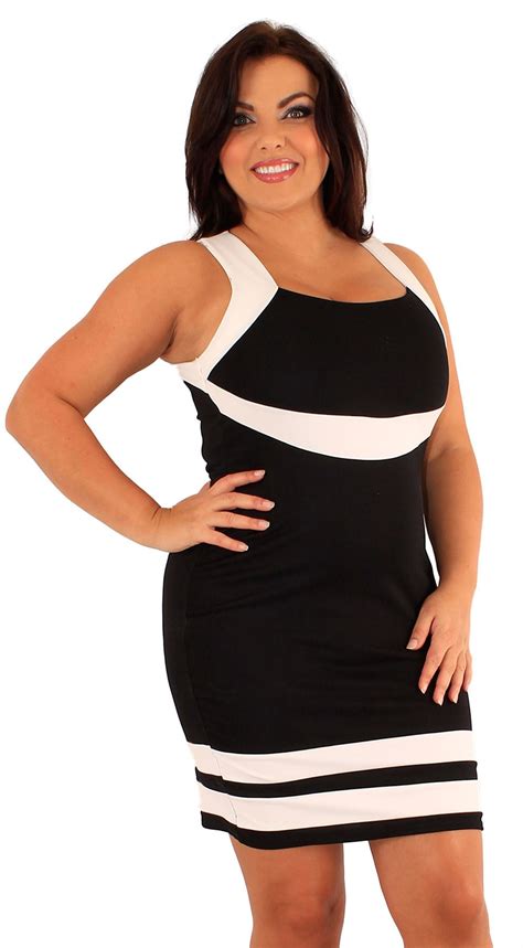 New Ladies Curve Contrast Pencil Bodycon Dress Plus Size 18 24